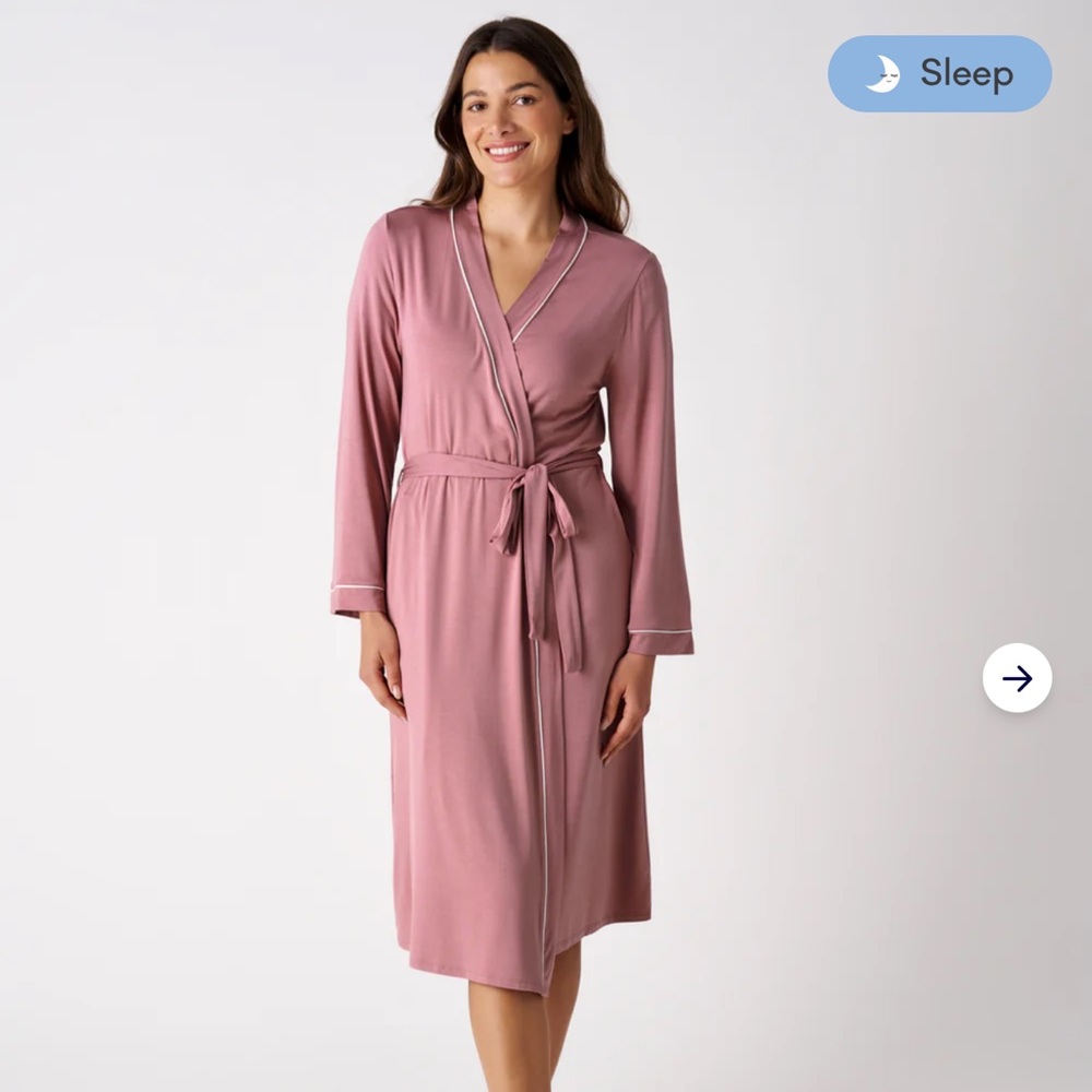 Little Sleepies Rose Dust Wrap Robe with Contrast Piping